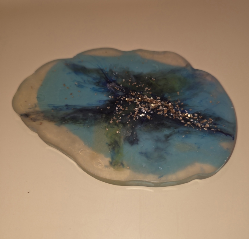 epoxy onderzetter zeegroen, blauw met goud
