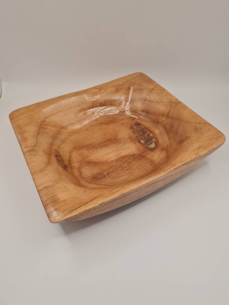 Vierkante eikenhouten schaal